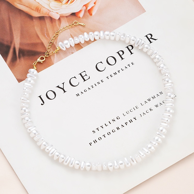 Real Gold Plated Rose Gold Z Irregular Pearl Necklace