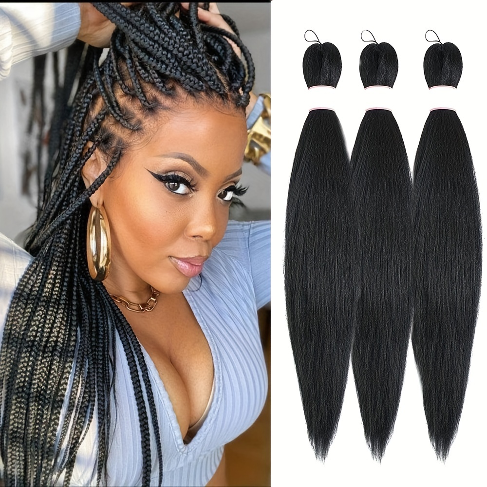 Tranças de extensão de cabelo para mulheres, pacote com 3 extensões de  cabelo pré-esticadas para trançar, extensões de cabelo coloridas de 60 cm  para trançar, extensão de cabelo trançado para tranças de