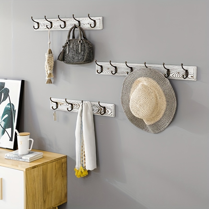 Wall Mounted Wooden Coat Rack Bathroom Towel Hooks Rack - Temu