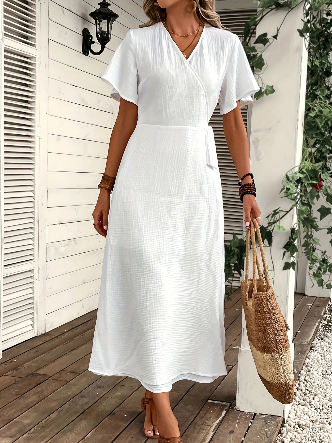 Solid Layered Dress Casual Dress Spring Summer Women's - Temu