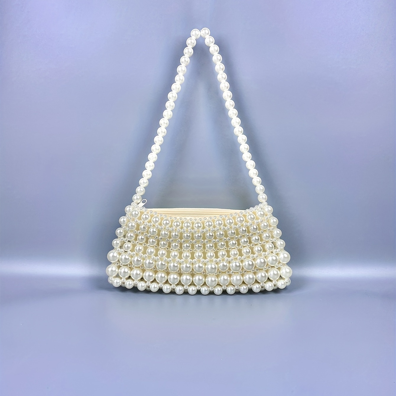 Mini Faux Pearl Beaded Chain Decor Square Bag