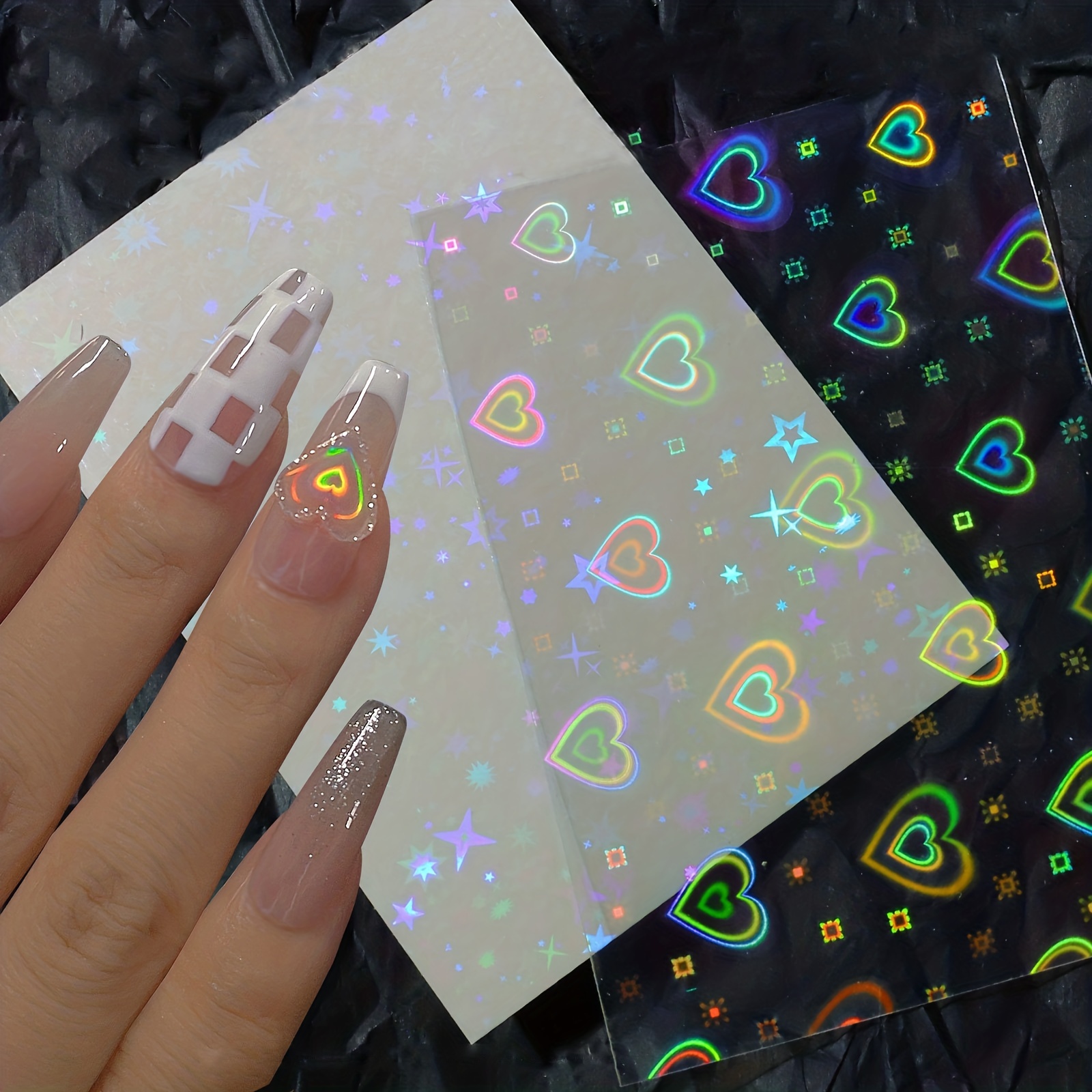 LV NAIL ART STICKER - SILVER HOLOGRAPHIC