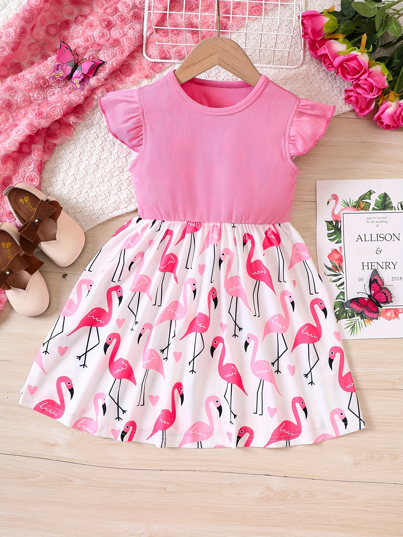 fashion inspiration, off the shoulder dress, flamingo print, cute prints,  cute dresses, birthday dress, vacatio…