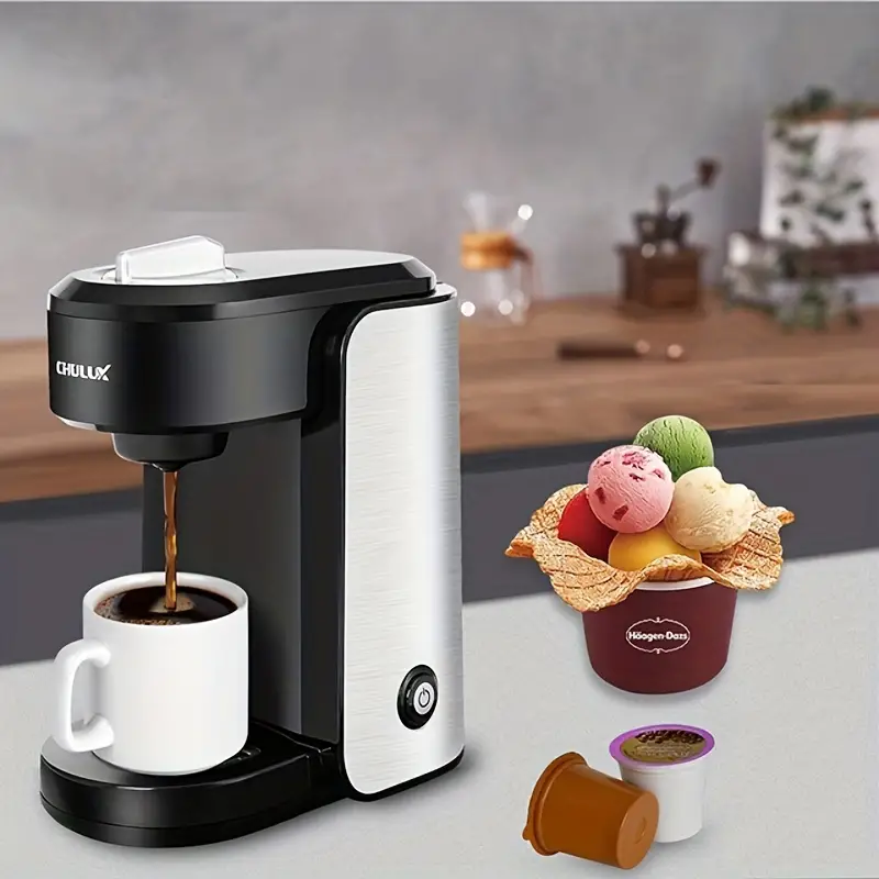 chulux 1pc 1000w stainless steel single serve coffee maker for capsule visiable gradient water reservoir one button operation auto shut off details 8