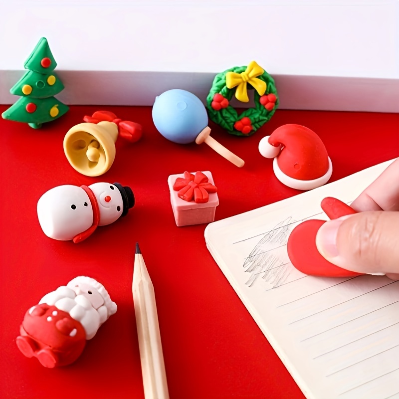 1 Box, Christmas Erasers, Learning Stationery Pencil Erasers