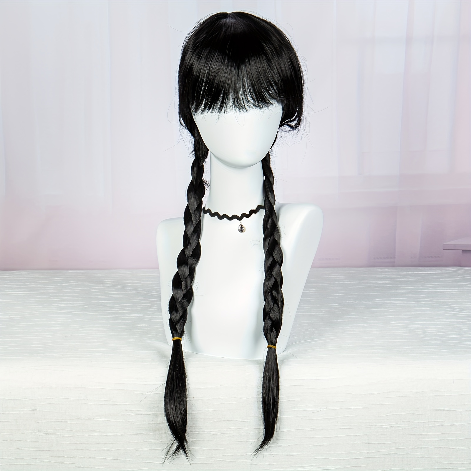 Costume Wigs Balck Long Wig Bangs 2 Ponytails Synthetic Wig Temu