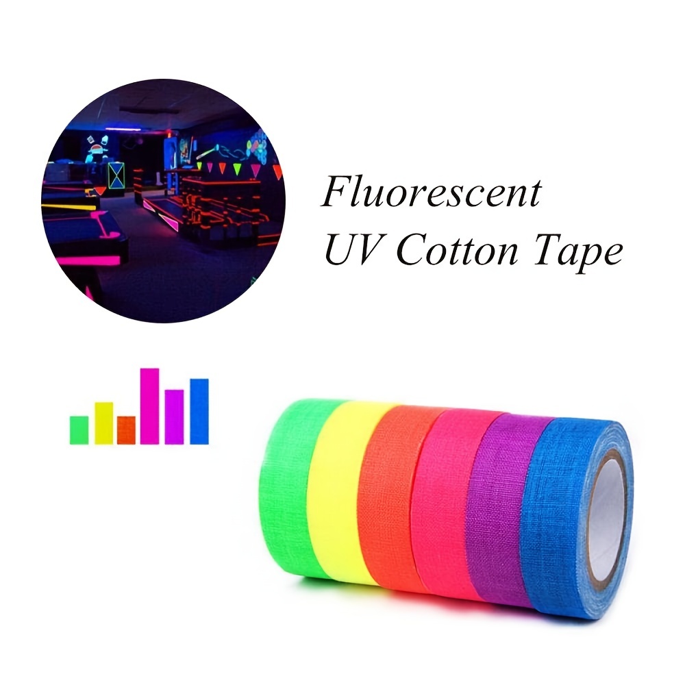 Schwarzlicht-Klebeband-Sets, 6 Farben, Neon-Gaffer-Stoffband,  fluoreszierendes UV-Schwarzlicht-Klebeband im Dunkeln für UV-Partys (0,6  Zoll x 16,5