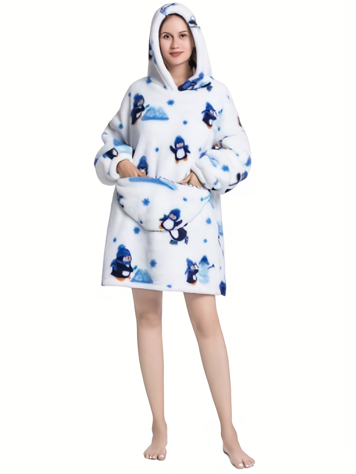 Animal Pattern Sherpa Fleece Hooded Blanket