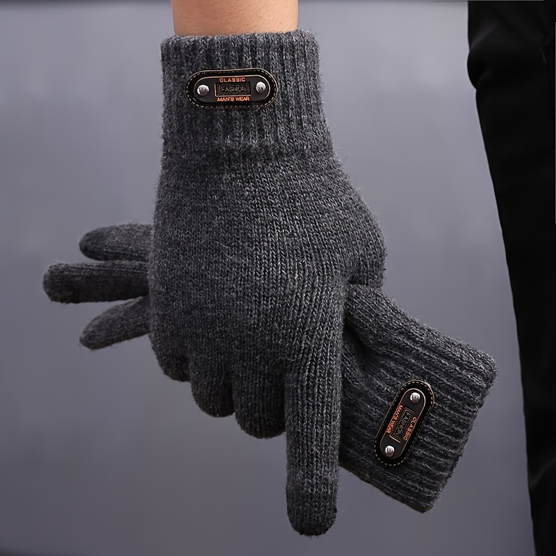 Men's Winter Touchscreen Knit Gloves for Outdoor Activities