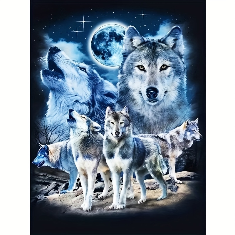 Wolf Diy Artificial Diamond Art Special Shape Artificial - Temu