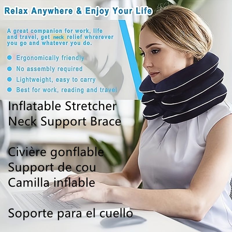 Cervical Neck Traction Device - Inflatable & Adjustable Neck Stretcher Neck  Support Brace, Neck Traction Pillow For Home Use, Neck Decompression