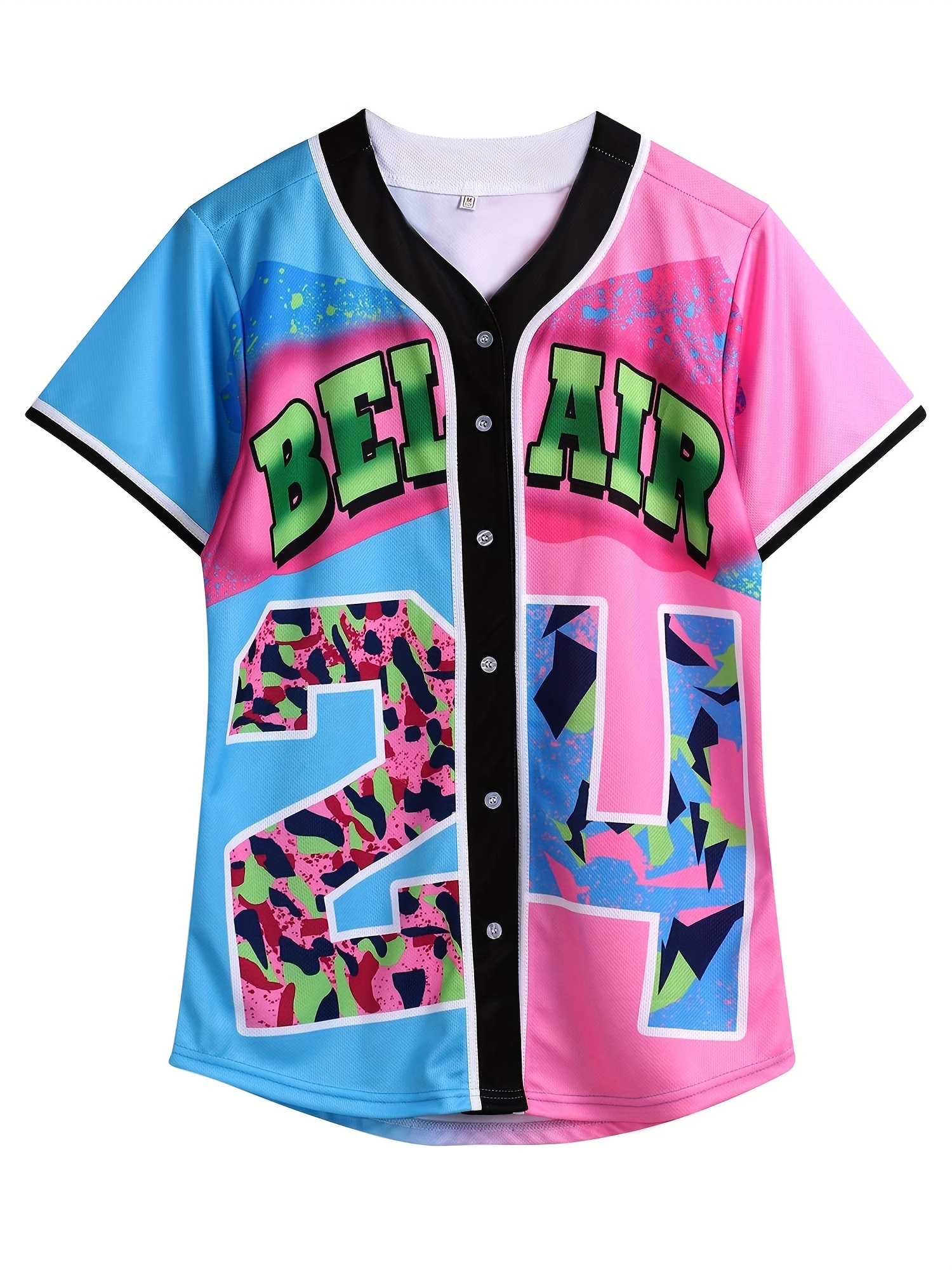 Unisex Vintage 90s Theme Party Hip Hop Baseball Jersey Hip Hop Clothing for Women Short Sleeve T-Shirts, Women's, Size: Small, Black