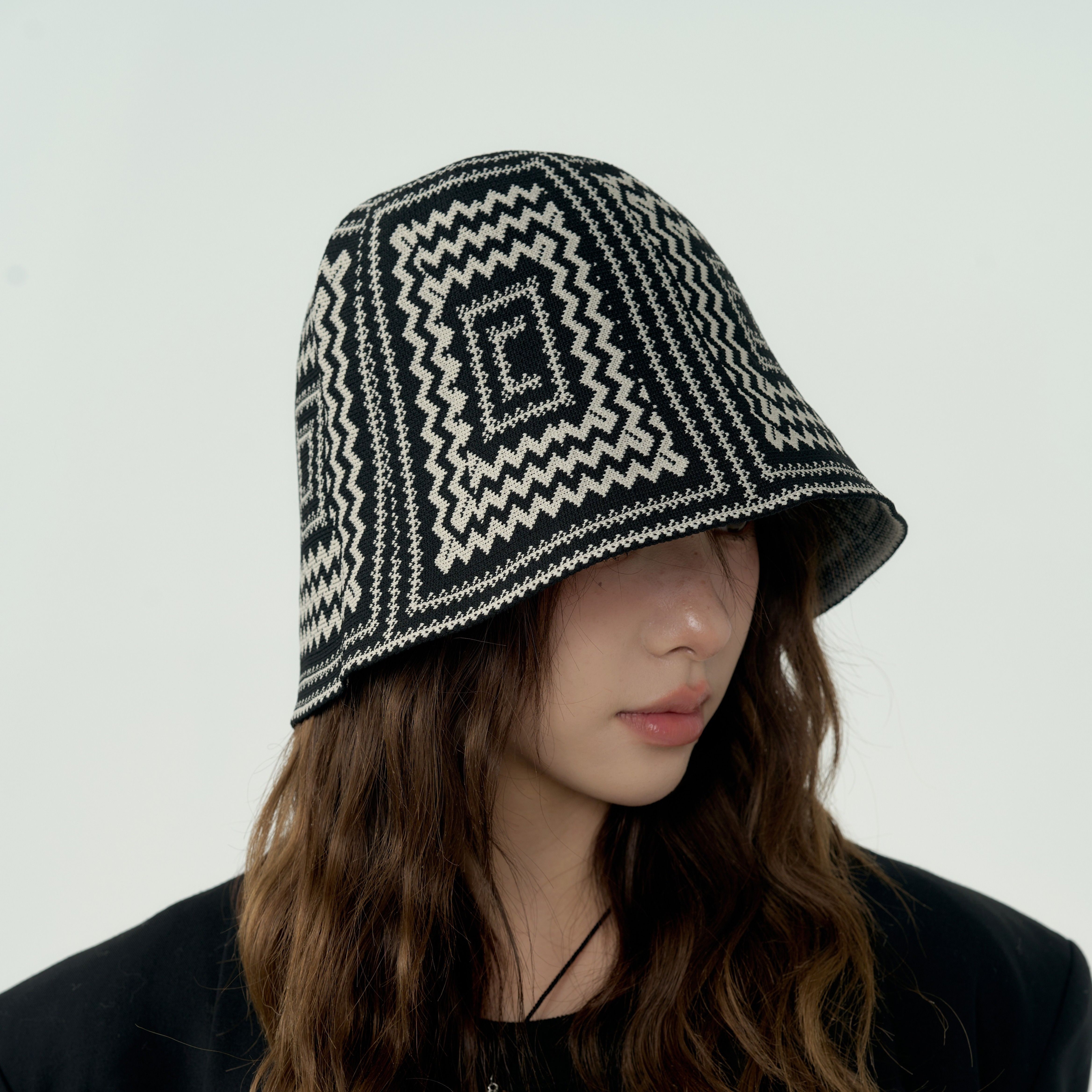 Boho Geometric Graphic Bucket Hat Vintage Knitted Basin Hats