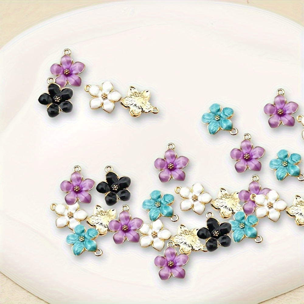 6/12/36/100pcs Random Color Cute Alloy Cherry Blossom Charms for DIY