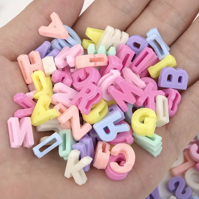 Lot Letters Beads Big Alphabet Acrylic Spacer Bead For - Temu