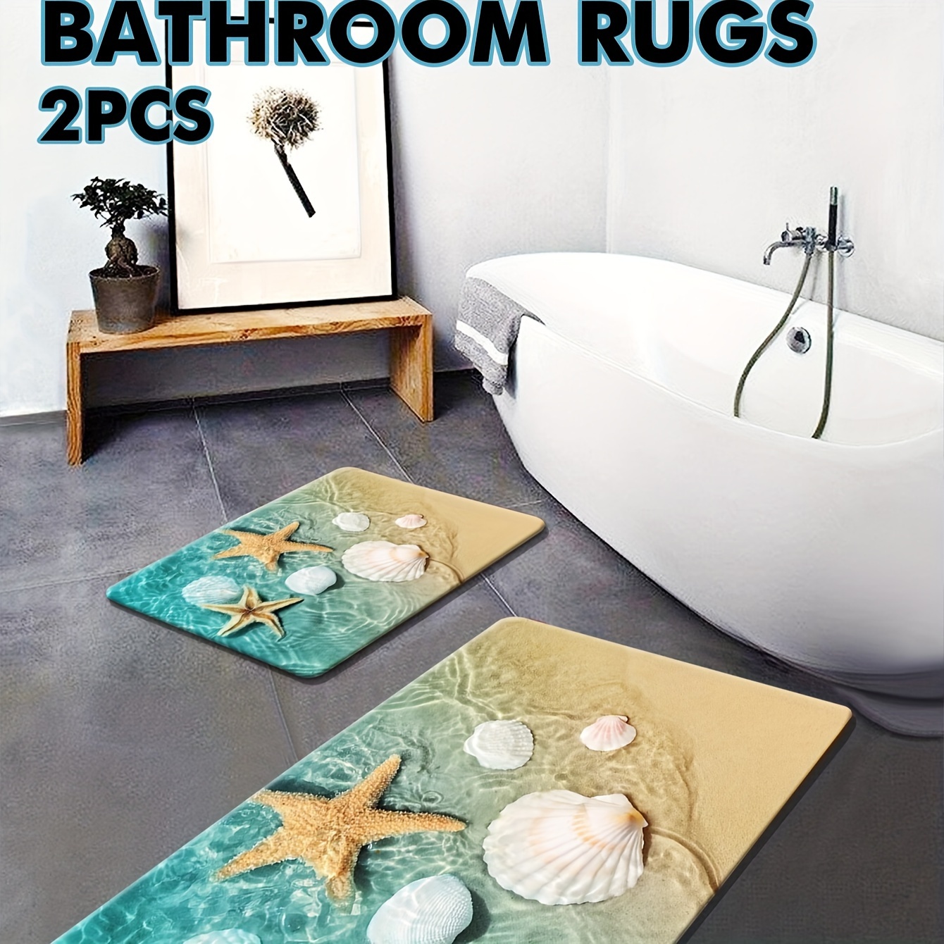 Boho Style Long Bath Mat 17x47 Inch, Modern Abstract Runner Rug, Imitation  cashmere Long Bathroom Rug Non-Slip Soft Absorbent Washable, Fun Modern