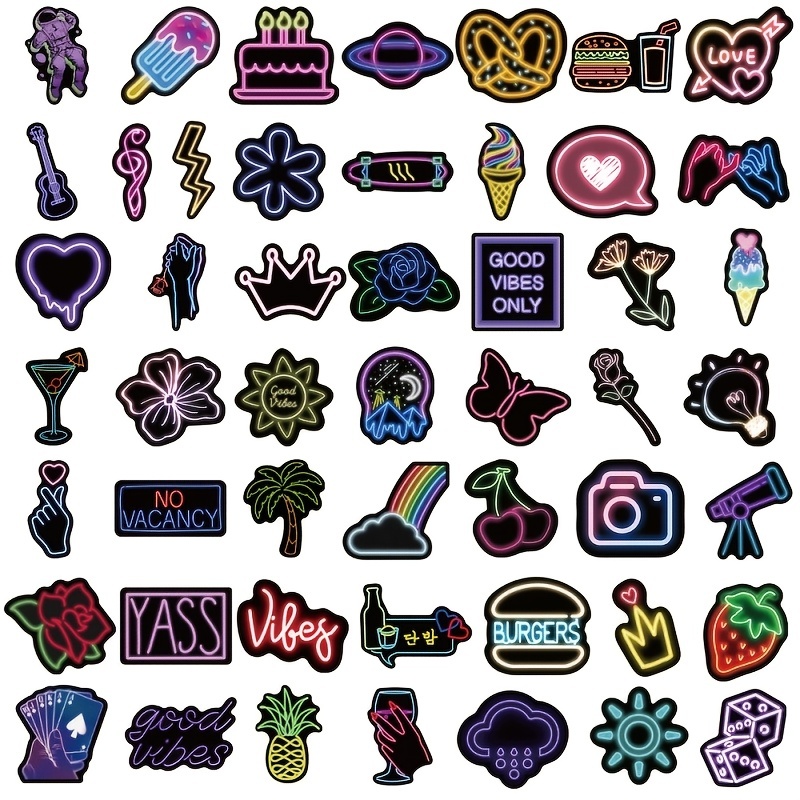 Fun Stickers Pack UoYYelly 200 PCS Cool Neon Graffiti Sticker for Kids  Teens Adults, Fun Neon Vinyl Waterproof Stickers and Decals for Water  Bottle