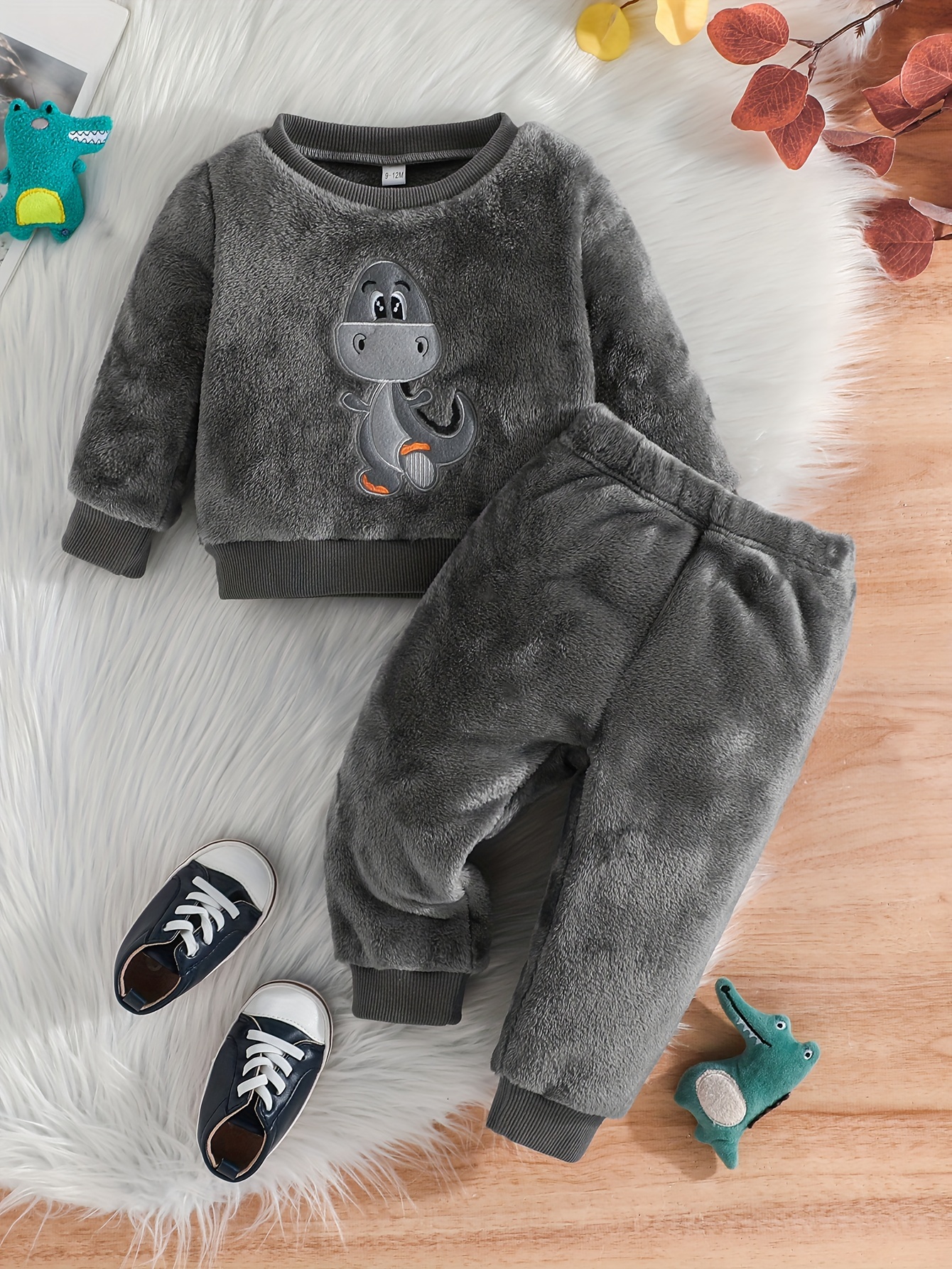 Baby Boys Girls Comfortable Warm Plush Causal Outfit - Temu United Kingdom