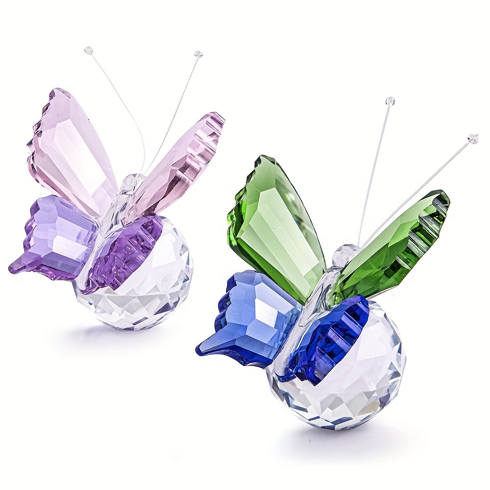 

1pc K9 Crystal Glass Butterfly Small Animal Ornaments, Cute Bookshelf Cabinet Furniture Decoration, Butterfly Crystal Collectible Figurines Table Decor For Wedding, Gifts