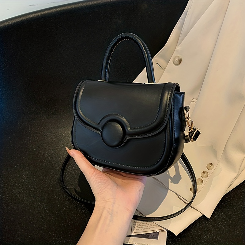 Mini Minimalist Flap Square Bag Top Handle Black
