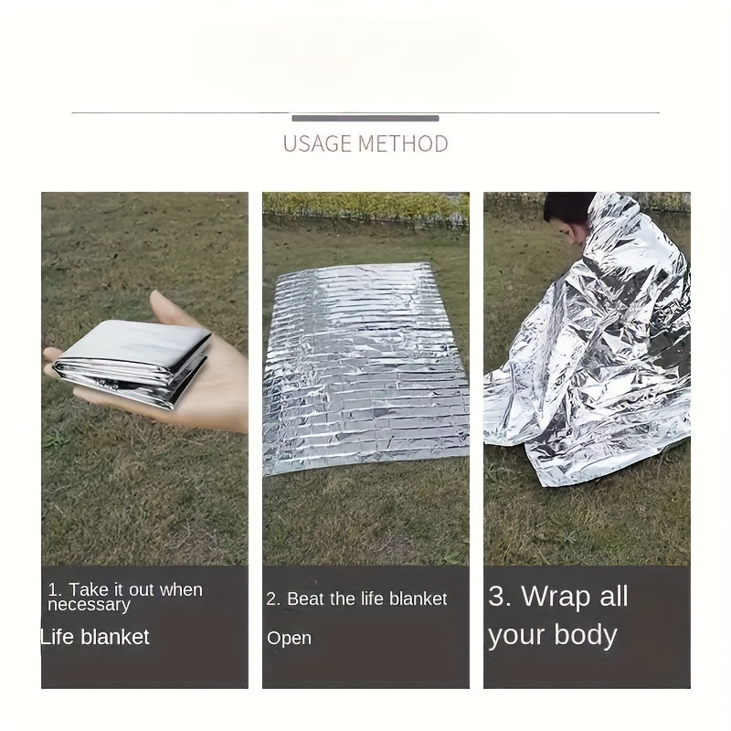 1pc Folding Insulation Blankets Double-sided Outdoor Blanket Aluminum Foil  Blankets 