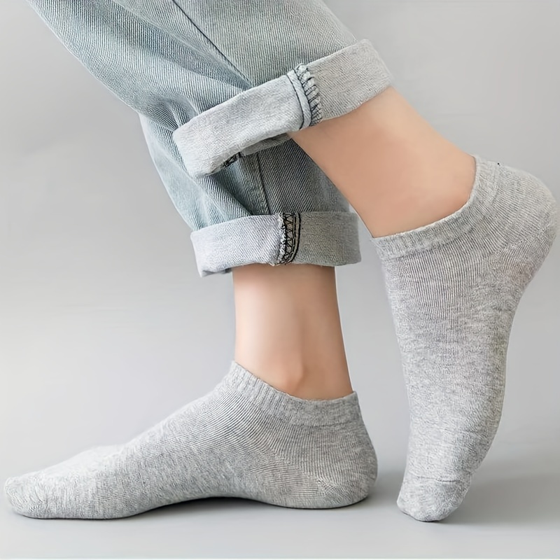 Men's Plain Color Breathable Invisible Ankle Socks Boat - Temu