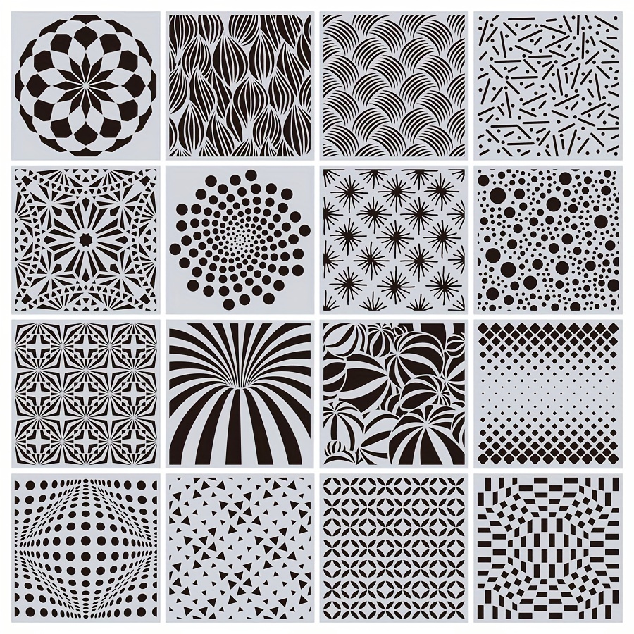 36 Pieces Geometric Stencils Painting Templates Mandala Art Drawing Stencil  Templates for Scrapbooking Cookie Tile Furniture Wall Floor Decor Drawing  Tracing DIY Art Supplies (7.87 x 7.87 Inches)