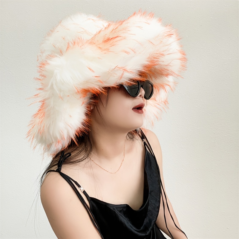  Fuzzy Bucket Hat Y2k Fashion Outdoor Multicolor Fluffy Furry  Plush Faux Fur Hats Fishing Hat Bucket Hats For Women 2023