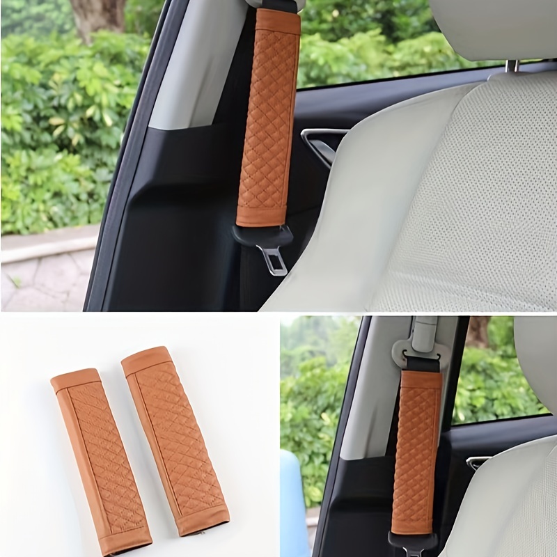 Housse de ceinture de sécurité automobile en Faux cuir, décoration