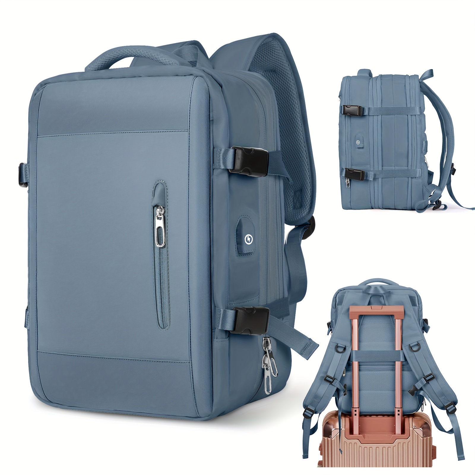 coowoz Mochila de viaje grande para mujeres y hombres,Mochila de  transporte,Mochila de senderismo impermeable para deportes al aire libre,  gris, azul