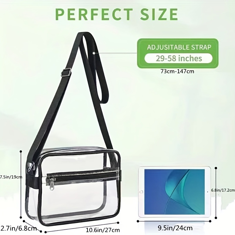 Chenille Patch Preppy PVC Clear Crossbody Bag Stadium Approved Small  Transparent Preppy Makeup Bag Waterproof Clear Purse Square Zipper Clear  Pouch