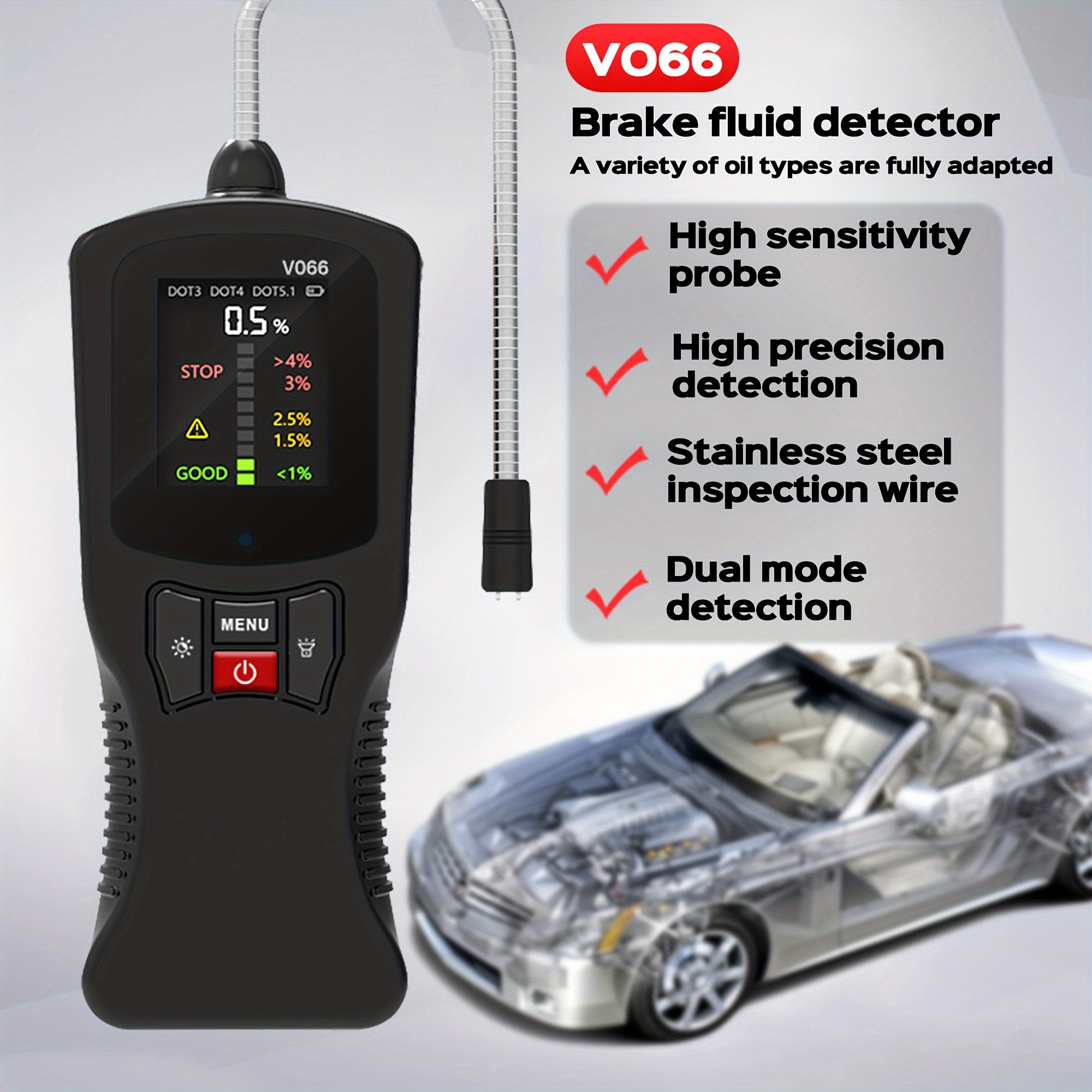 détecteur de liquide de frein DOT3 DOT4 DOT5.1 détecteur de testeur de  liquide de frein de voiture avec alarme de