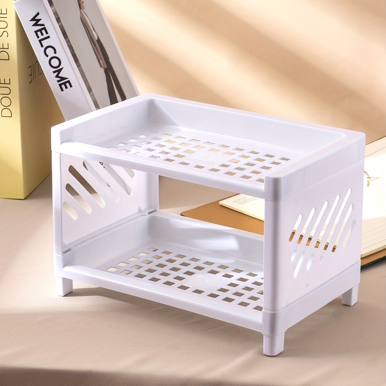 Double Layer Desktop Stationery Rack Storage Holder Multi - Temu