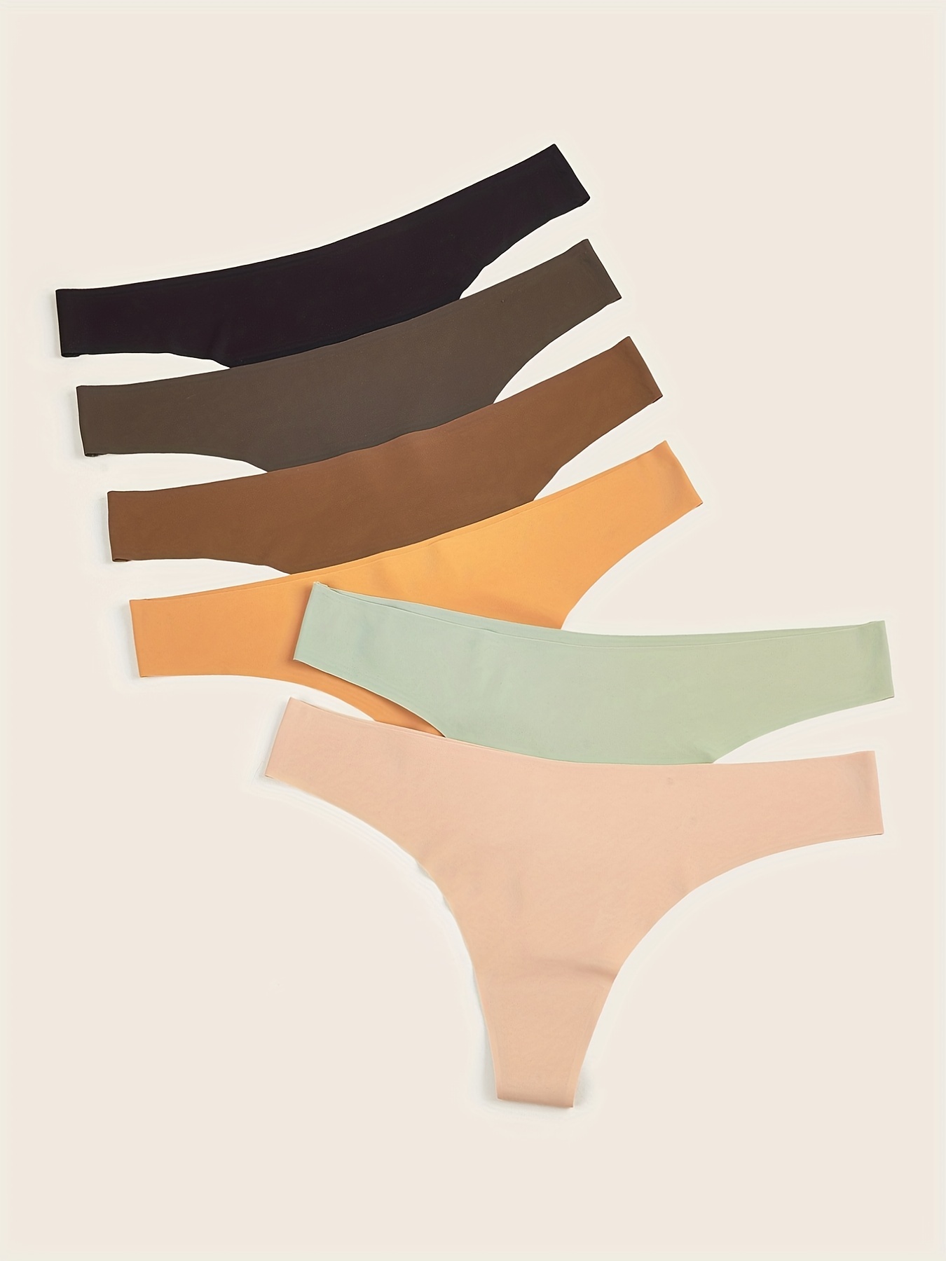 Seamless Solid Thongs Soft Comfy Low Waist Stretchy Panties - Temu Canada