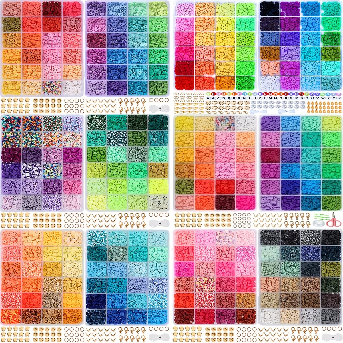 

5400pcs 48 Colors Flat Round Polymer Clay Spacer Beads For Jewelry Making Diy Fashion Bracelet Necklace Halloween Thanksgiving Christmas Gift Craft Supplies