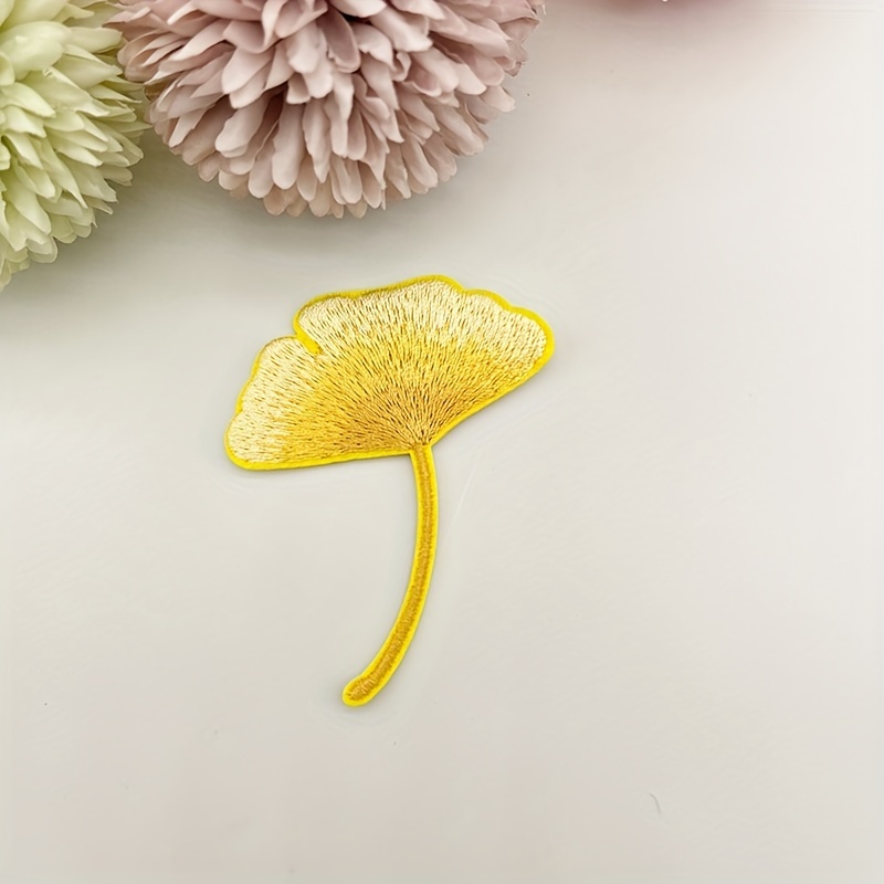 Ginkgo Embroidery Patches Can Be Ironed Or Sewn - Temu