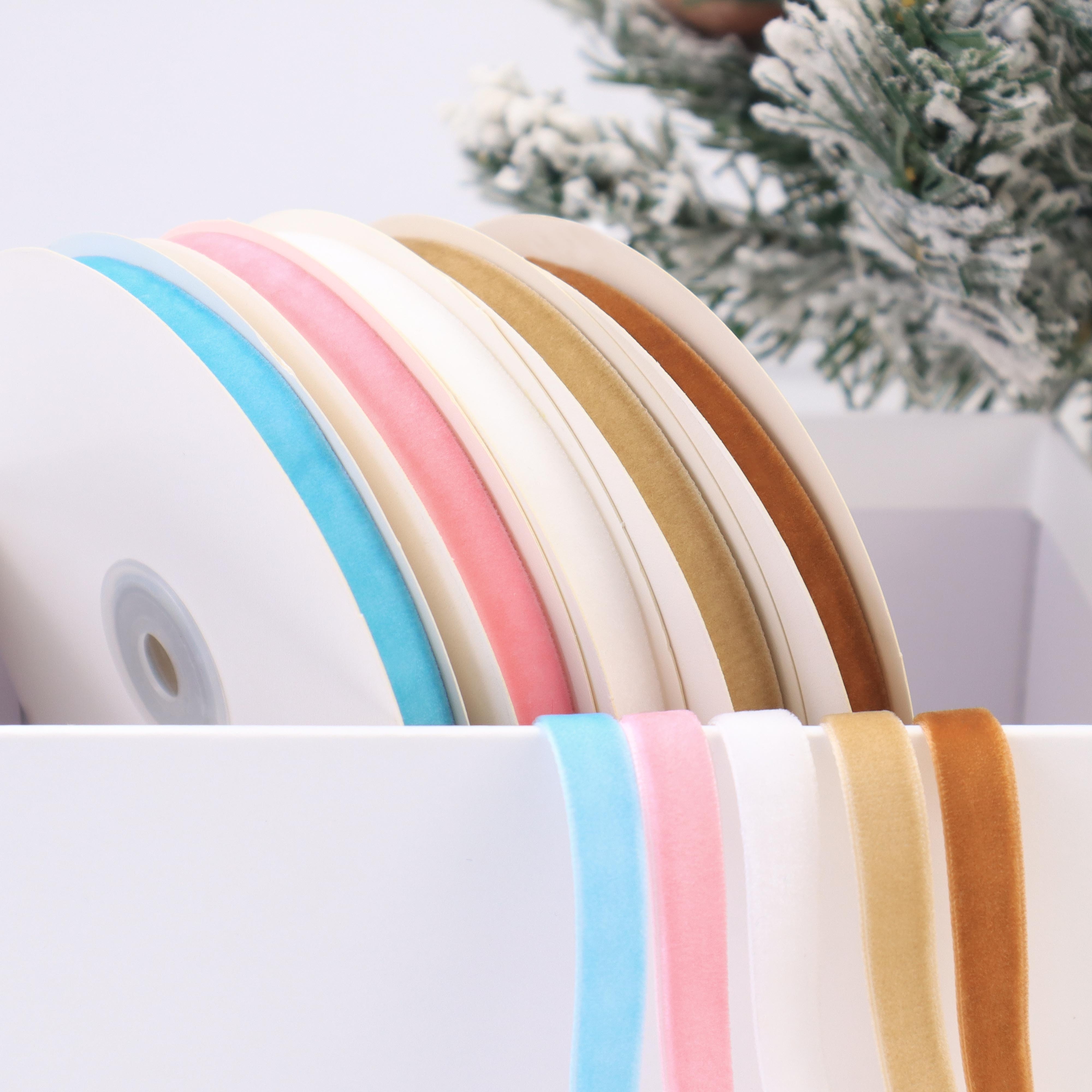 Ivory Velvet Ribbon 3/8 Inch Single Face Thin Velvet Ribbon for Gift  Wrapping