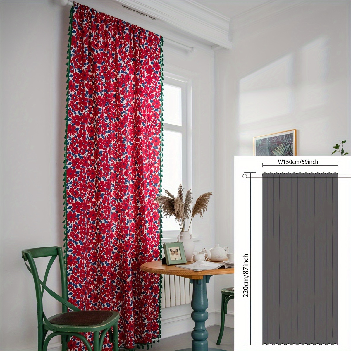 1 Panel Jacquard Ciruela Ventana Cortina Flor Amarilla - Temu