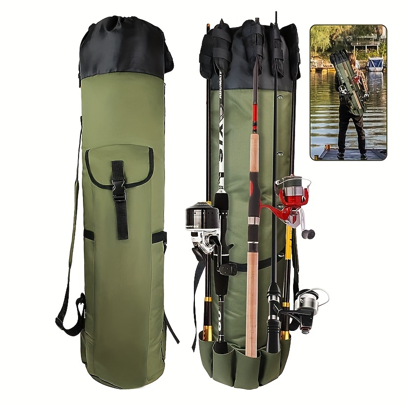 Durable Folding Fishing Rod Bag, Portable Oxford Fabric Large Capacity  Fishing Rod Storage Bag, Fishing Rod Case, Fishing Gifts For Men