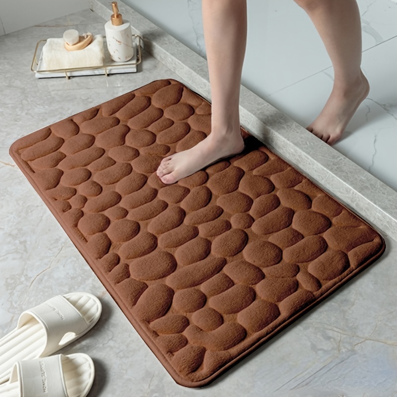 Memory Foam Bath Rug Cobblestone Embossed Bathroom Mat