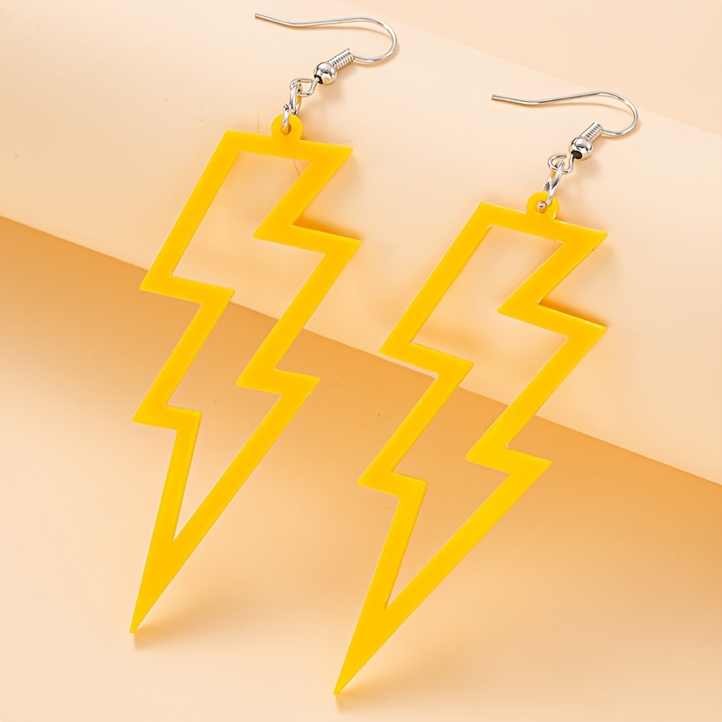 Colorful Lightening Dangle Earrings Punk Style Acrylic Jewelry