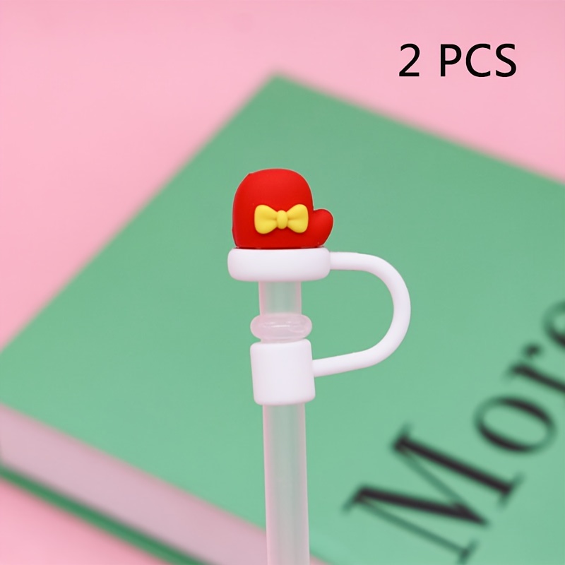 Cute Straw Dust Cap Dust Plug Detachable Doll Cute Straw Dust Cover Glass  Stainless Steel Straw Cover Christmas New Year Theme