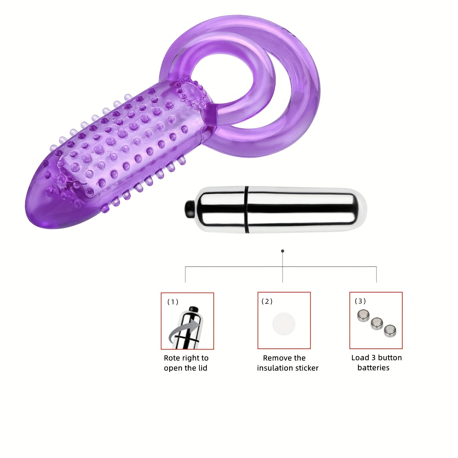 1pc Bullet Vibrating Double Lock Cock Ring For Men