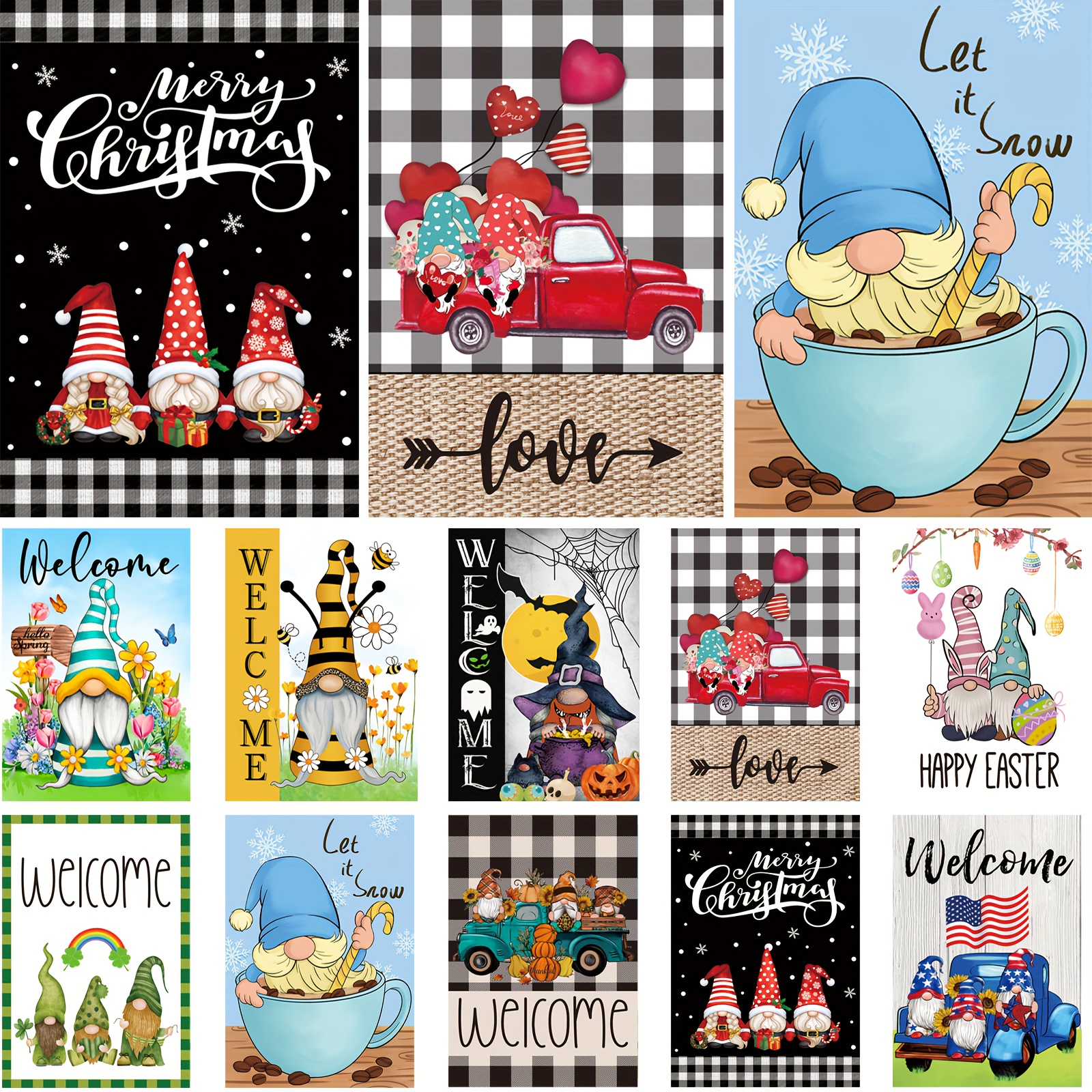 Gnome Seasonal Garden Flags Double Sided Yard Flags Funny Temu