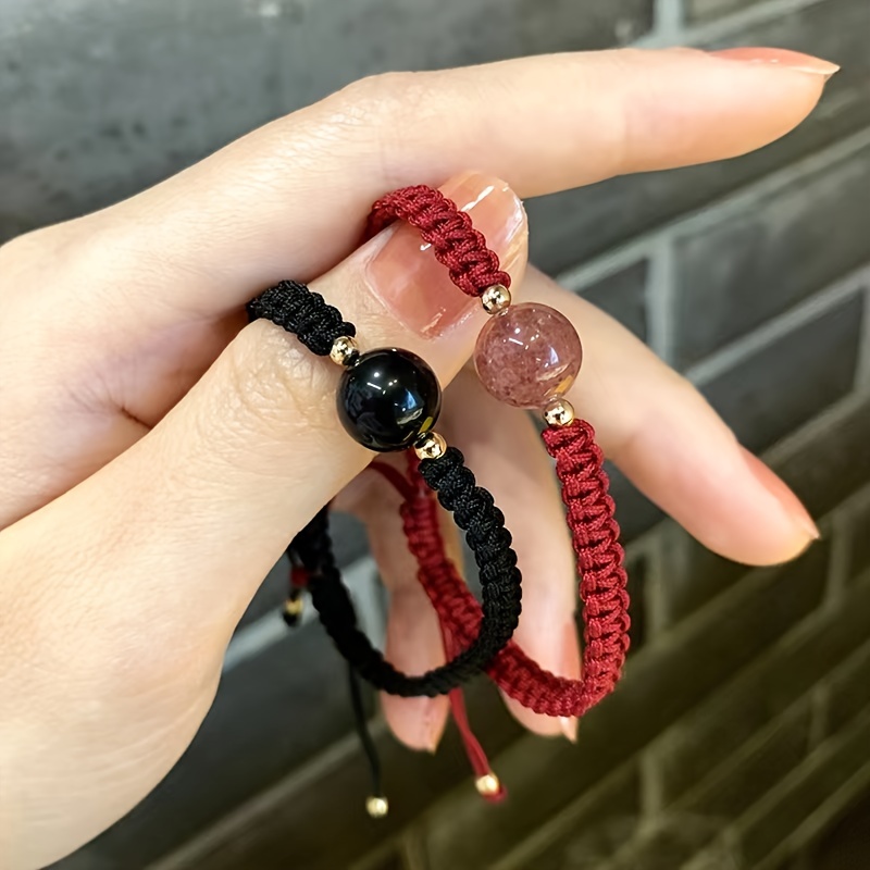Lucky Red Beaded Bracelet Woven String Perfect Jewelry Gift