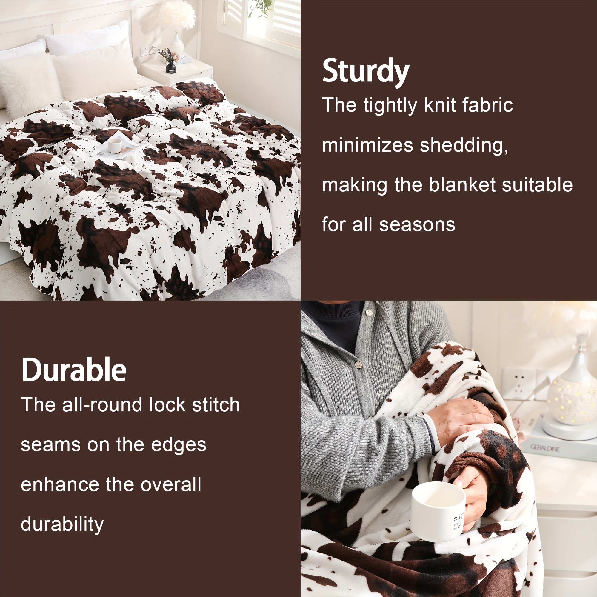 Queen size cheap cow print blanket