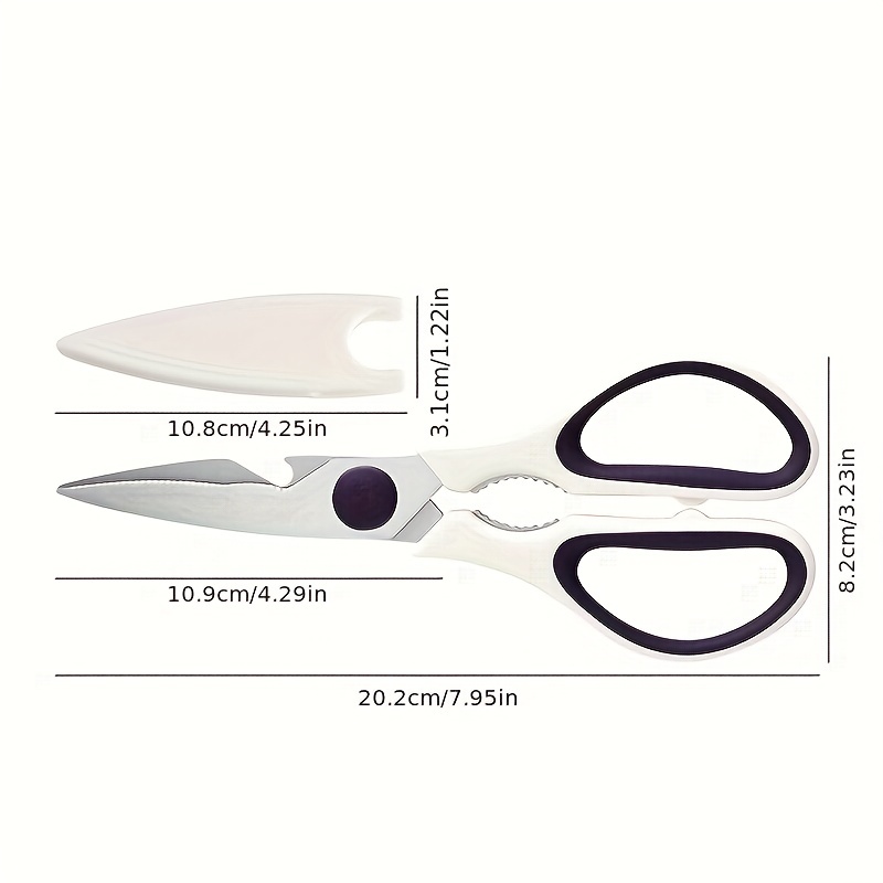 Kitchen Shears with Blade Cover, Stainless Steel Scissors for Herbs, Chicken, Meat & Vegetables, Black