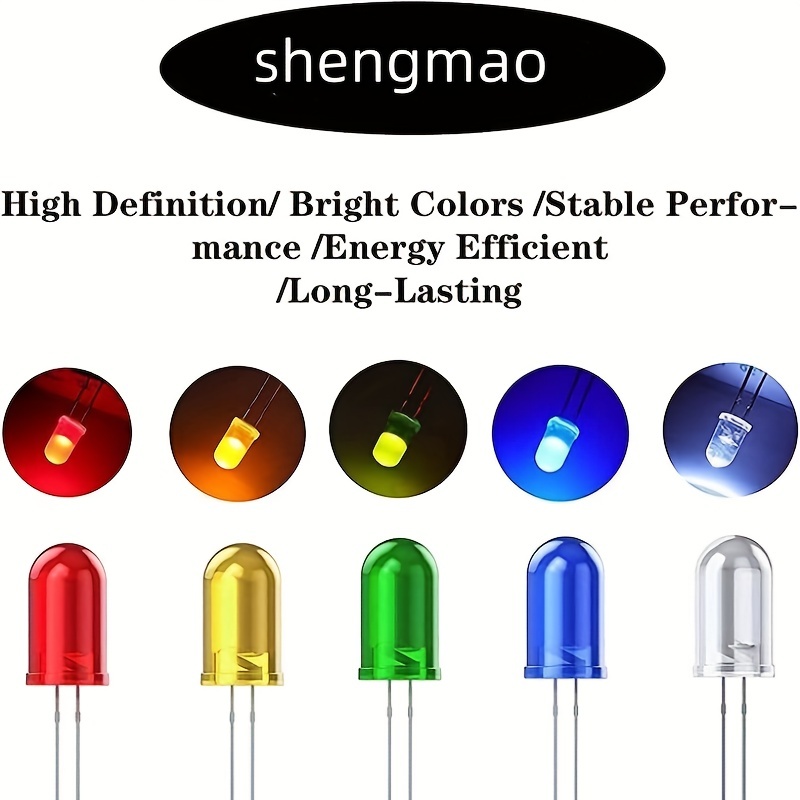 Bombilla de diodo LED redonda de 0.197 in, lámpara de diodos emisores, mini  luces LED verdes, amarillas, azules, blancas, rojas, electrónicas