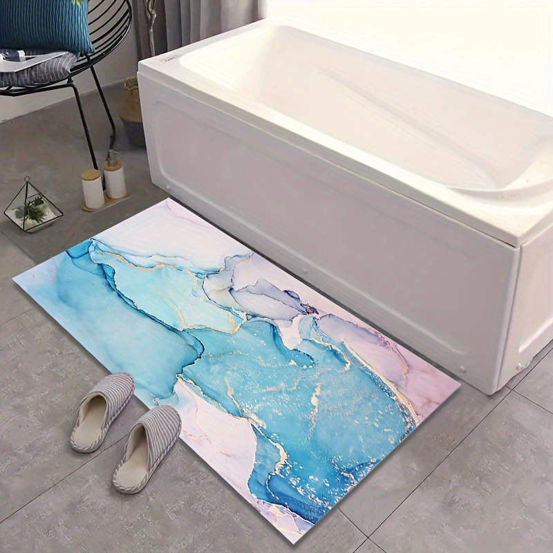 Marble Blue Bathroom Mat Anti-slip Water Absorbent Mat For Bathroom  Entrance