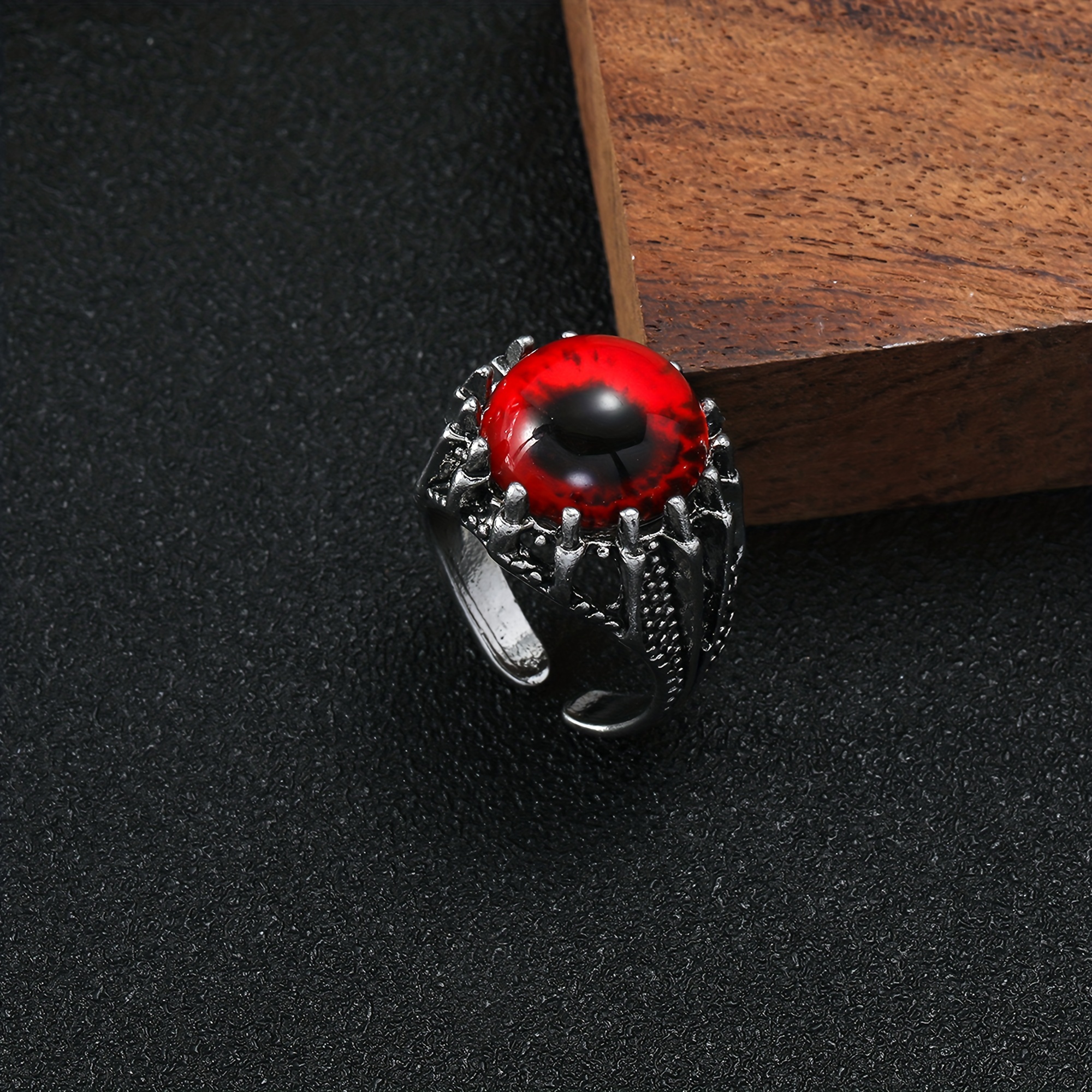 1pc punk gothic red devil eye ring for men